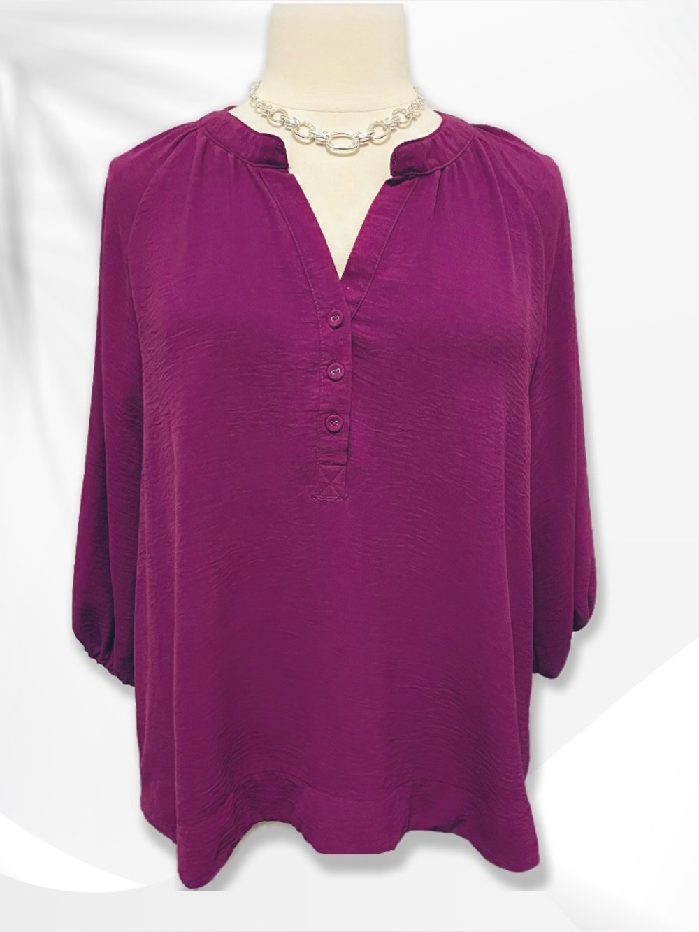 Umgee Deep Purple V-Neck Popover sz 1XL